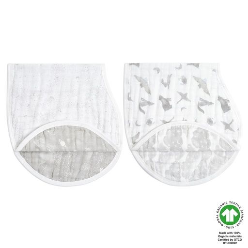 [01-31446.0] ORGANIC BURPY BIBS 2-PACK MAP THE STARS