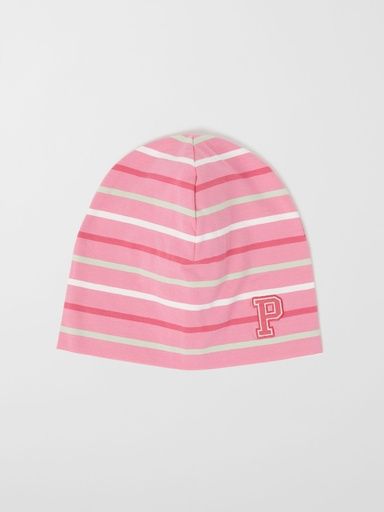 [01-32067.11]  Dünne Jersey Mütze gestreift aus Bio-Baumwolle (Pink, 48)