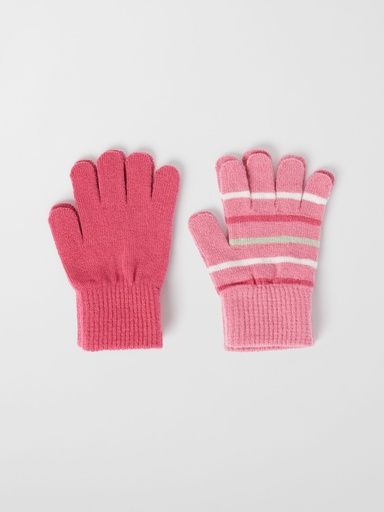 [01-32073.0] Gestrickte Fingerhandschuhe 2er-Pack (Pink, 1-3)