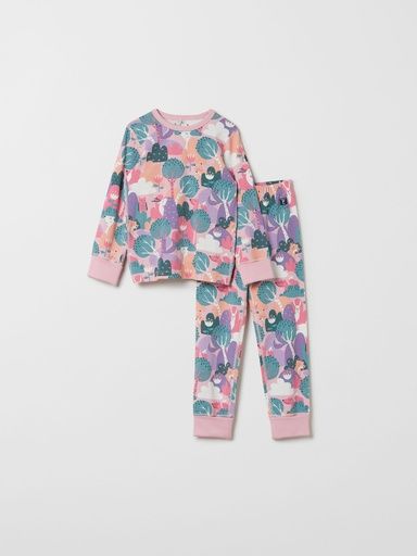 [01-32199.0] Mädchen Schlafanzug Pyjama mit Bündchen zum Umschlagen Wald (86-92)